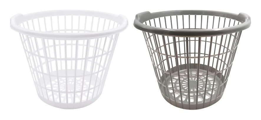 Stacking Plastic Laundry Baskets, 17X11.5 in, Gray-White (2 ct)