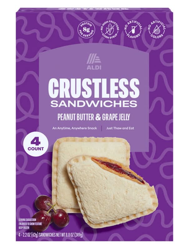 Aldi Crustless Peanut Butter & Grape Jelly Sandwiches - 4 Pack