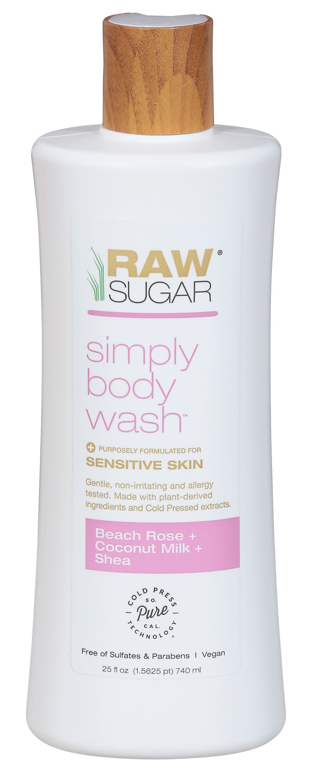 Raw Sugar Sensitive Skin Simply Beach Rose + Coconut Milk + Shea Body Wash (25 fl oz)