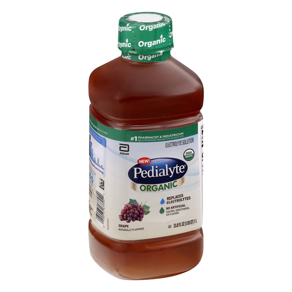 Pedialyte Organic Electrolyte Solution, Grape (33.8 fl oz)