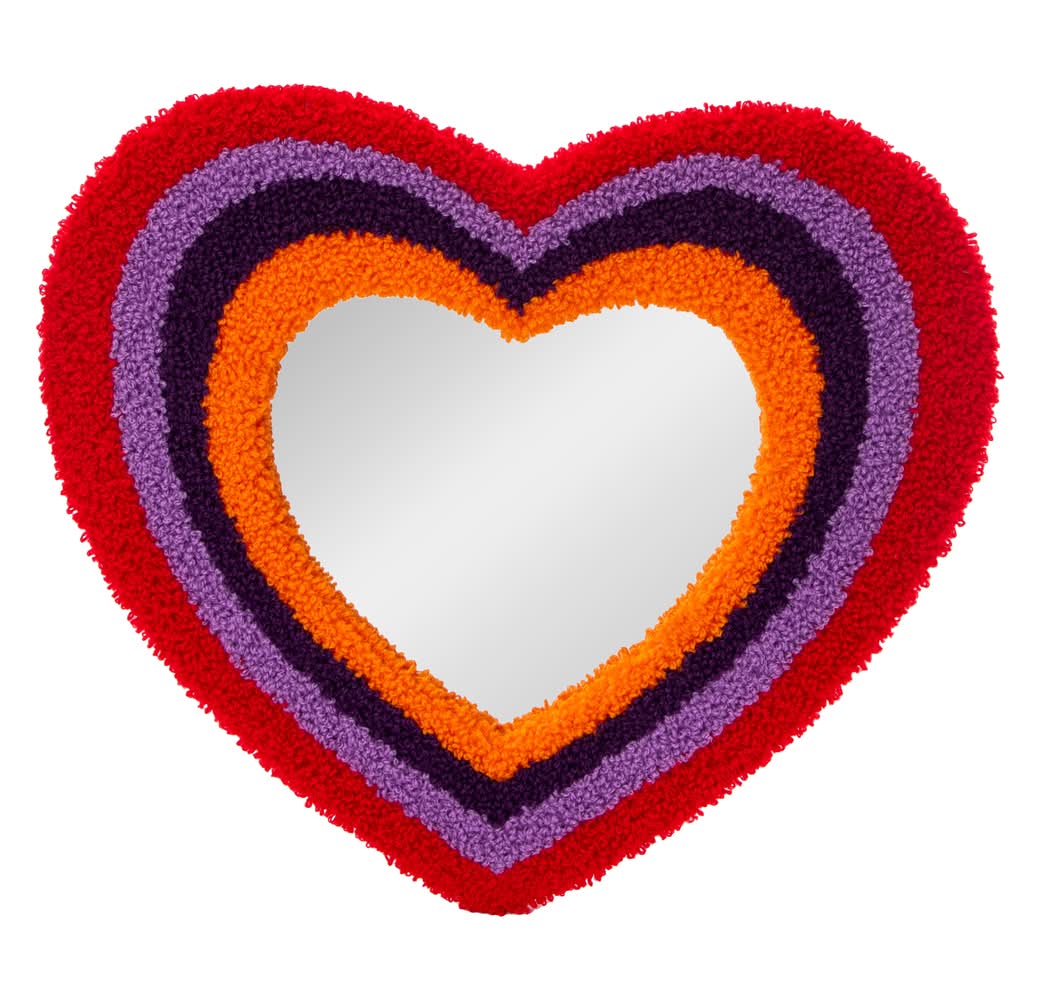 Retro Tufted Mirror Red Heart