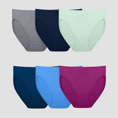 Fruit of the Loom Breathable Micro-Mesh Hi-Cut Underwear, Women, 10, Assorted (6 ct)