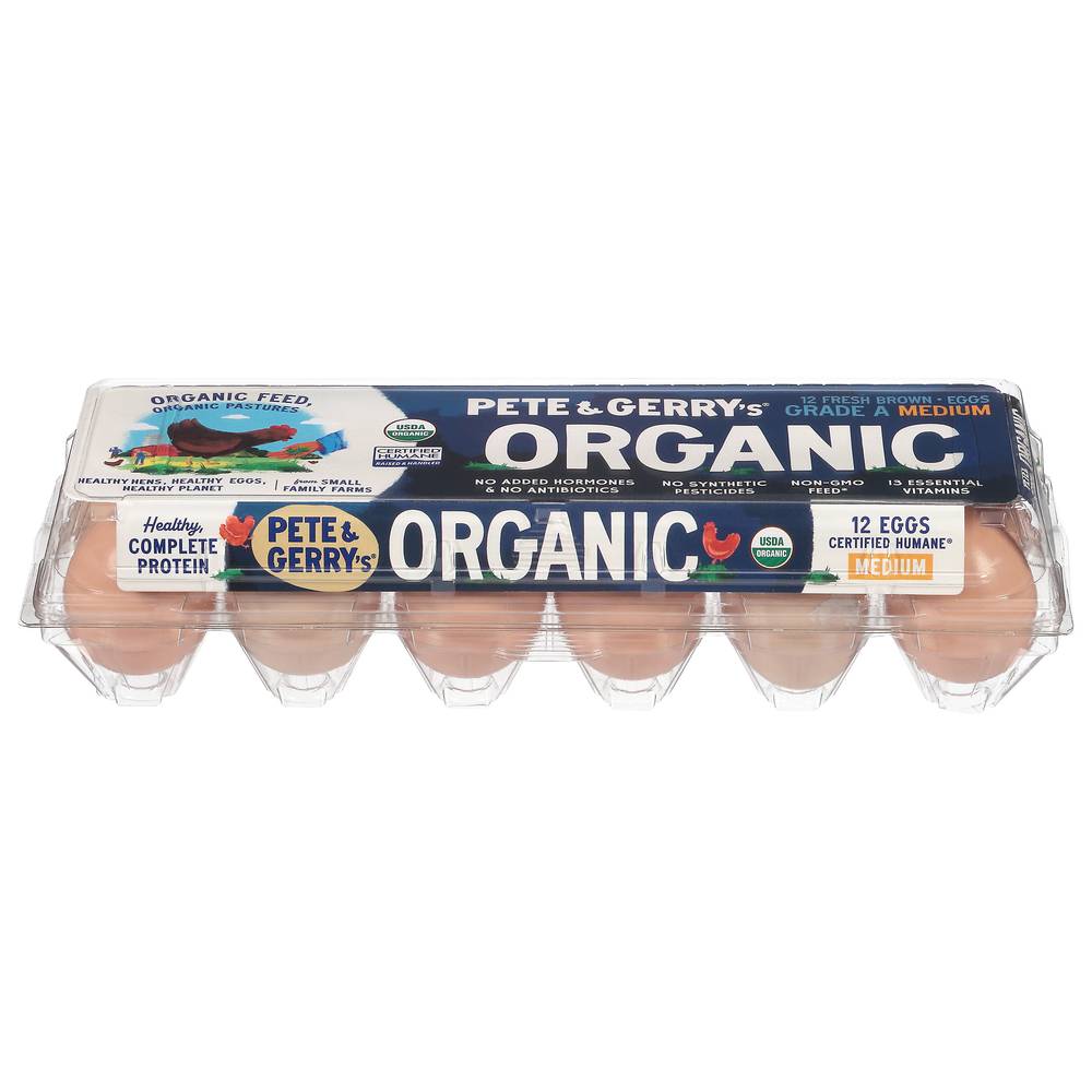 Pete and Gerry's Grade a Organic Fresh Eggs, Medium (21 oz, 12 ct)