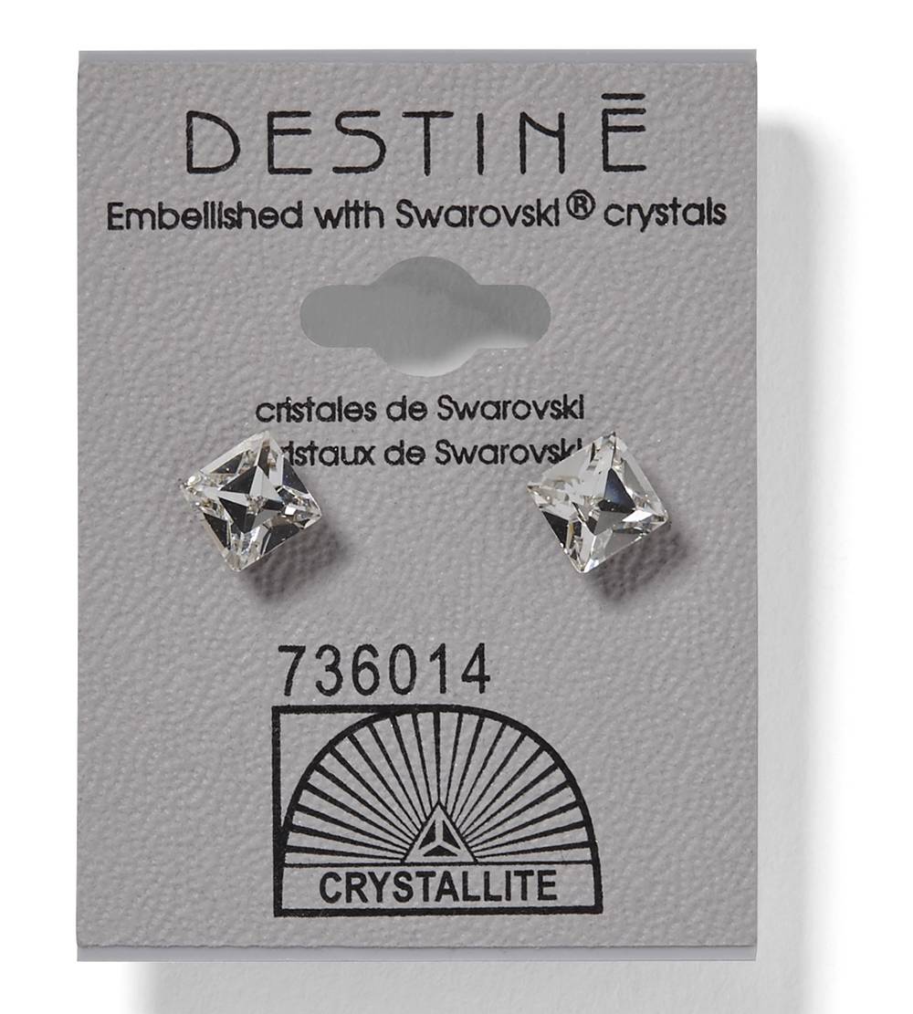Crystallite Swarovski Square Earrings, 6 mm, Clear