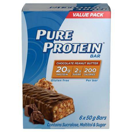 Pure Protein Gluten Free Chocolate Peanut Butter Bars Value pack (6 x 50 g)