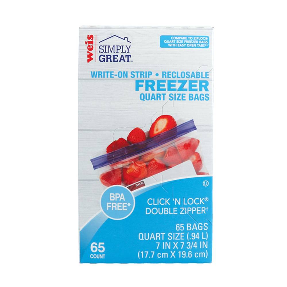 Weis Great Freezer Bag Quart Reclosable Zipper (65 ct)