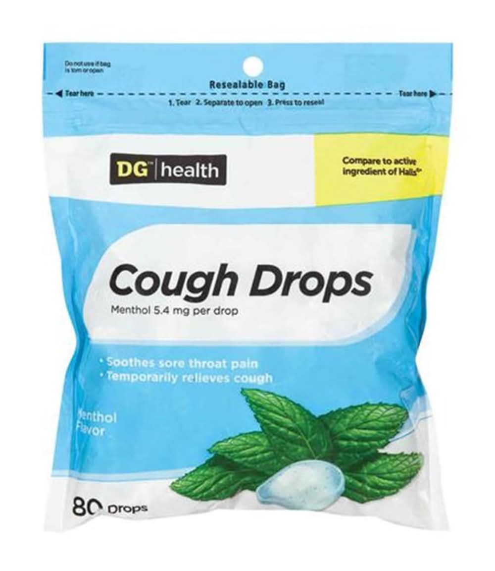 Dg Health Cough Drops - Menthol - 80 Ct Resealable Bag