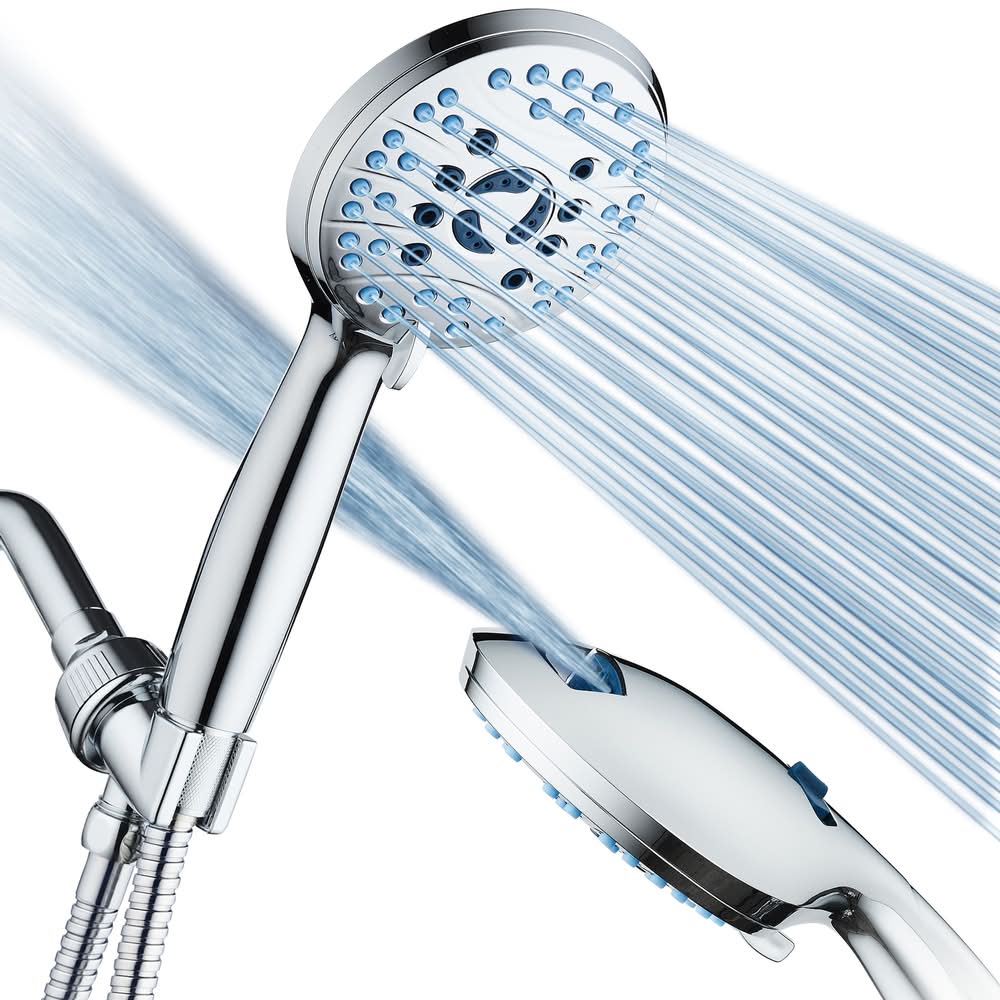 AquaCare 50.0 -Spray Chrome 4.5-in Round Shower Head with Handheld Combo 1.8 GPM