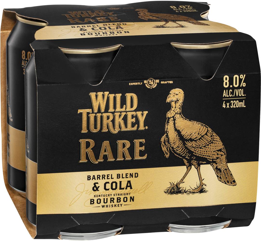 Wild Turkey Rare & Cola Can 8% 320mL X 4 pack