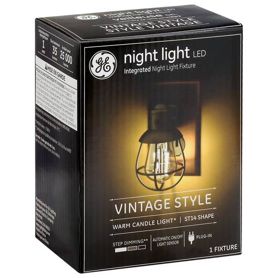 Ge Plug-In Night Light Led Vintage Style Warm Candle Light Fixture
