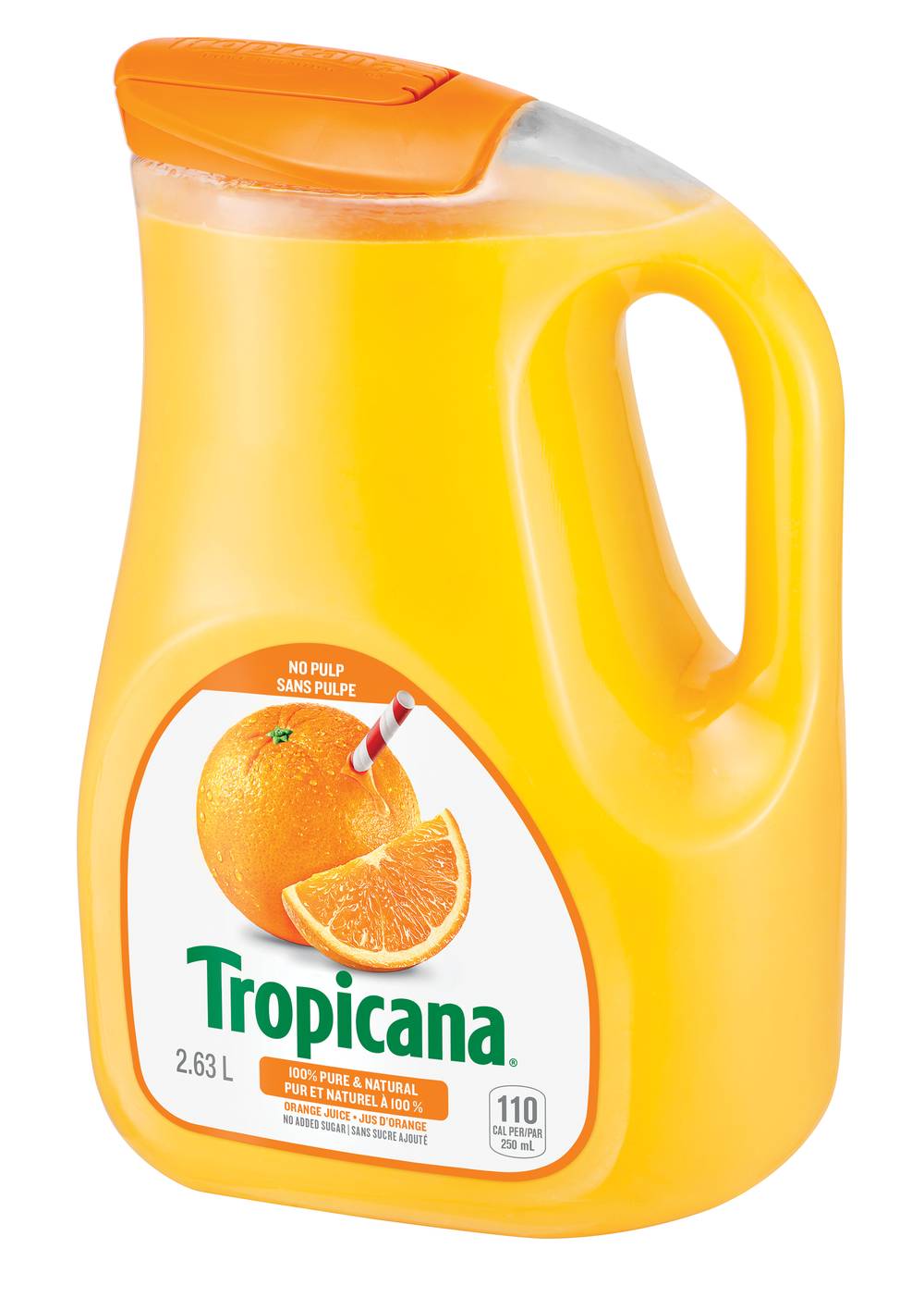 Tropicana 100% Pure & Natural Juice With No Pulp, Orange (2.63 L)