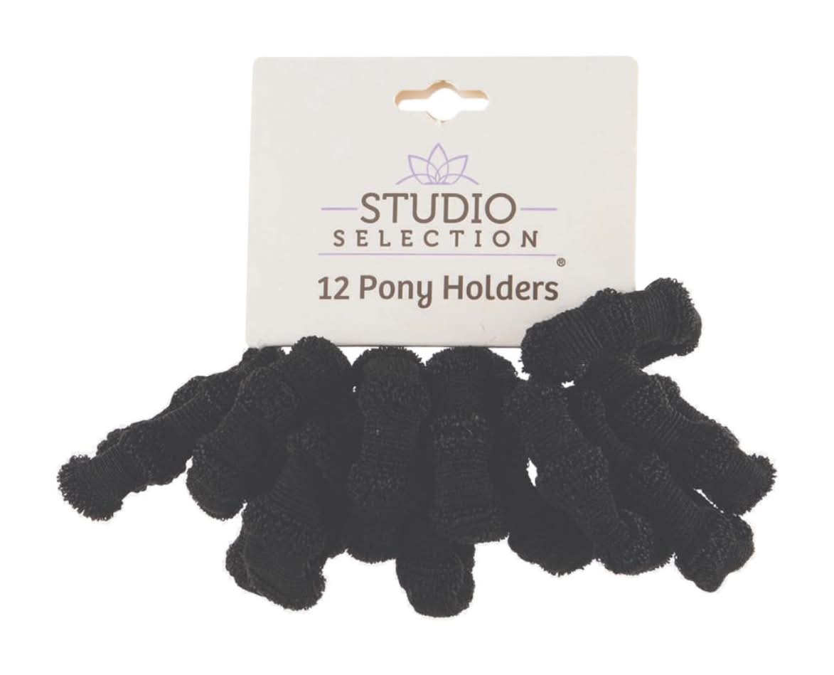 Studio Selection Pony Holders Black Terry 12 Ct
