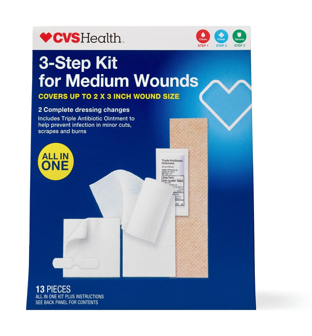 CVS Health 3-Step Kit For Medium Wounds (13 ct)
