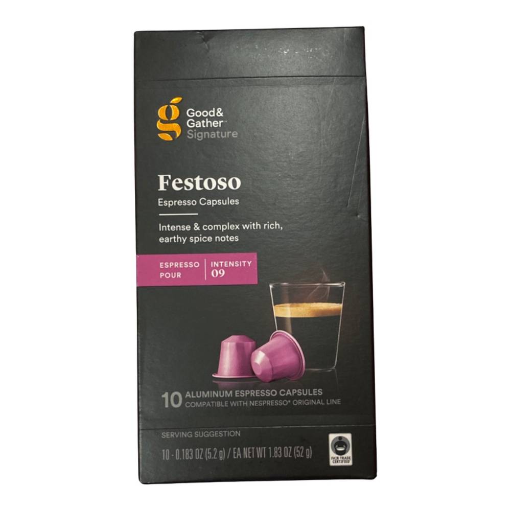 Good & Gather Signature Espresso Intensity 9 Festoso Pods Espresso Roast (1.83 oz)