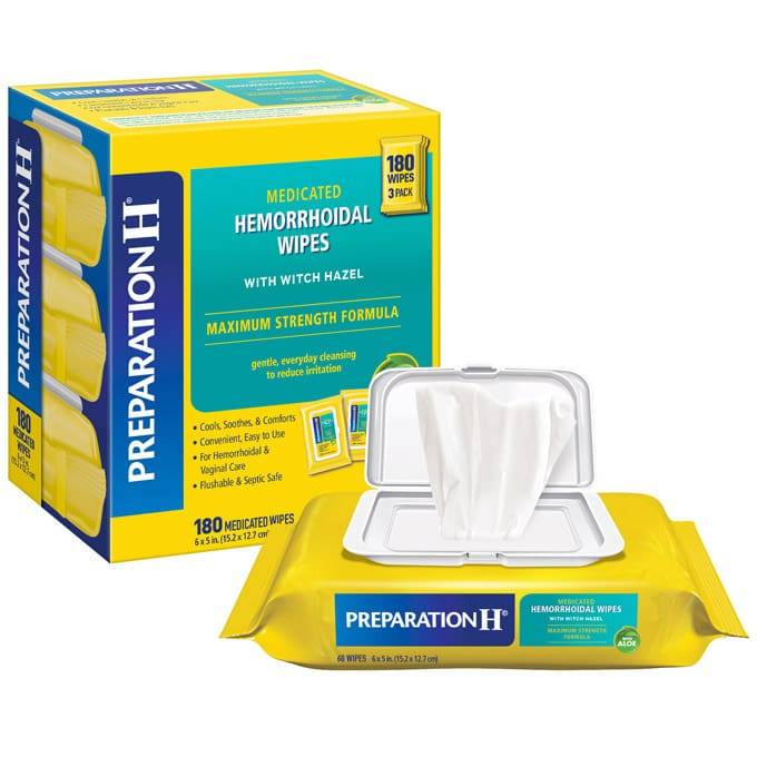 Preparation H Medicated Hemorrhoidal Wipes, 180-count