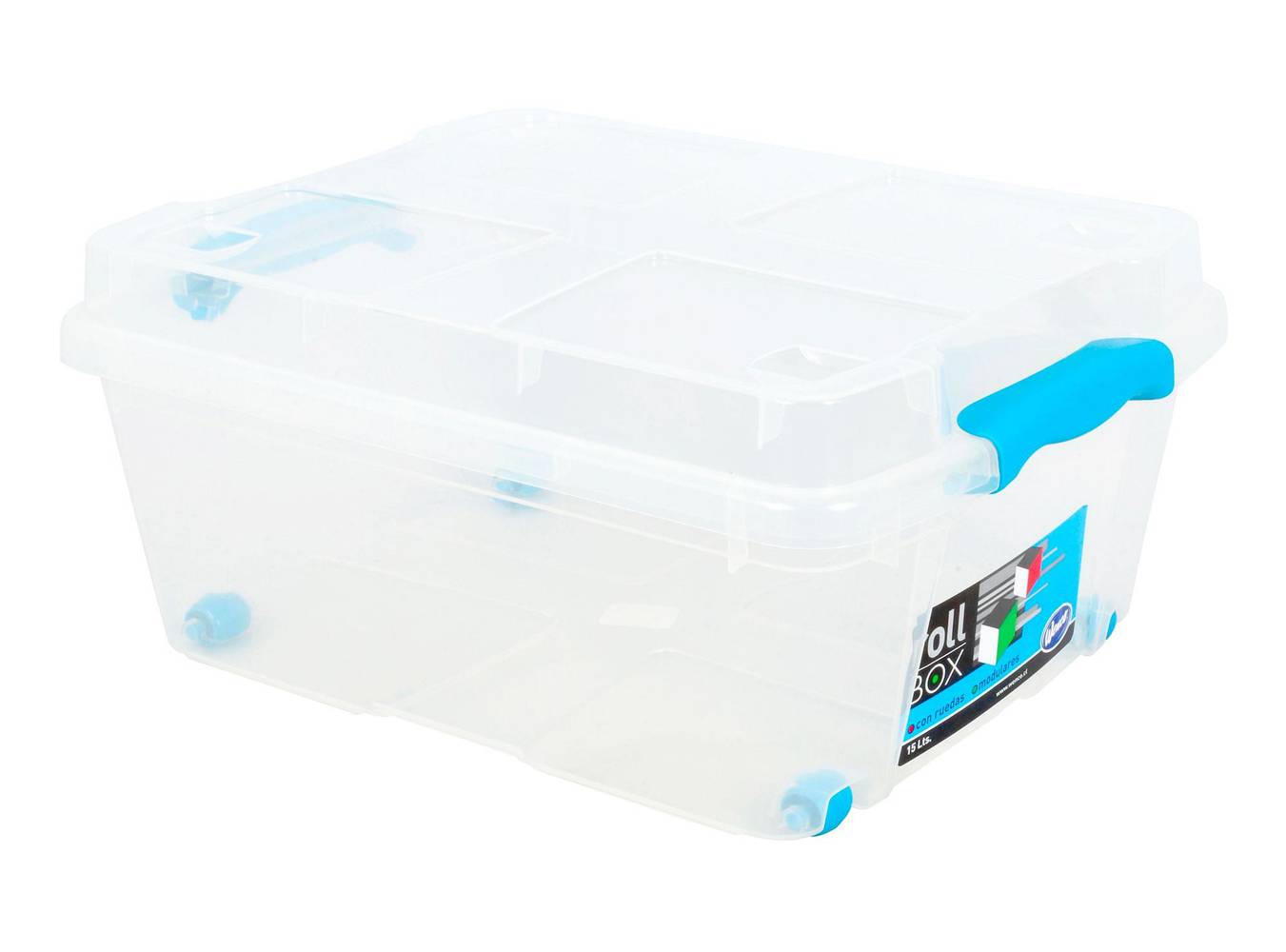 Wenco caja organizadora 15 litros rollbox transparente (1 caja organizadora)