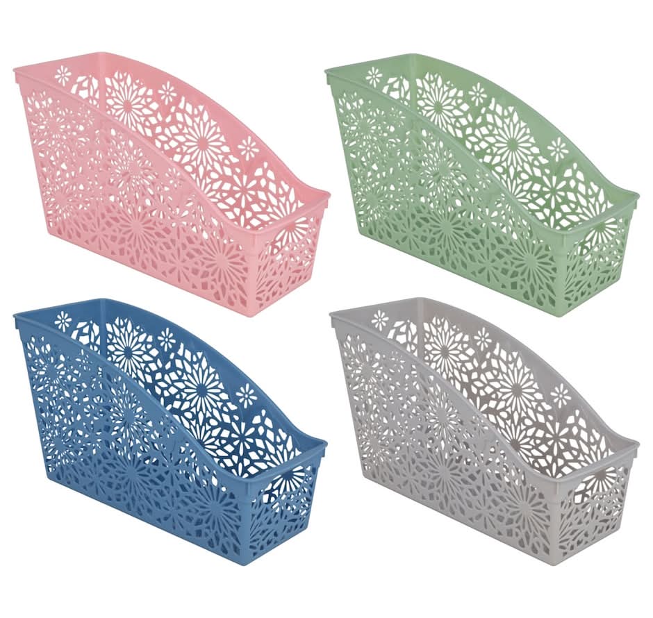 Dollar Tree Tall Daisy Design Laser Cut Plastic Storage Basket, Assorted (4 ct)