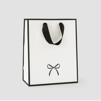 Sugar Paper Gift Bag Black Piping With Printed Bow, S