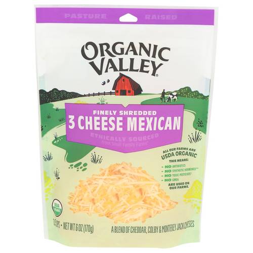 Organic Valley Organic 3 Cheese Mexican Blend Shredded Cheese