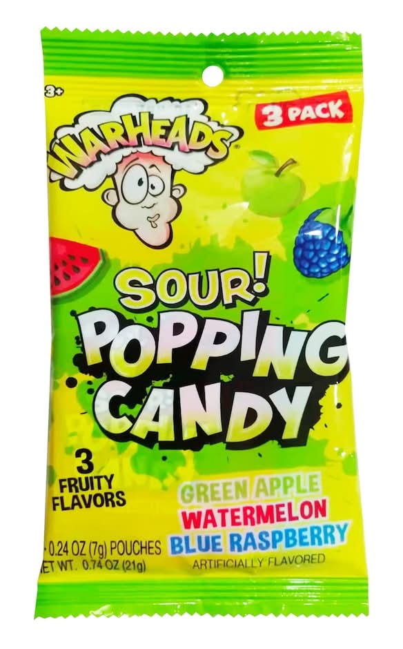 Warheads Sour Popping Candy, 3-pc Pack.