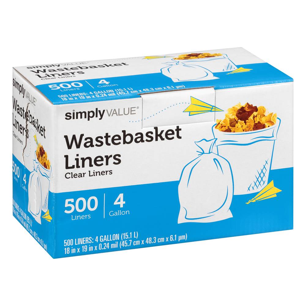 Simply Value 4 Gallon Wastebasket Clear Liners (500 pack)