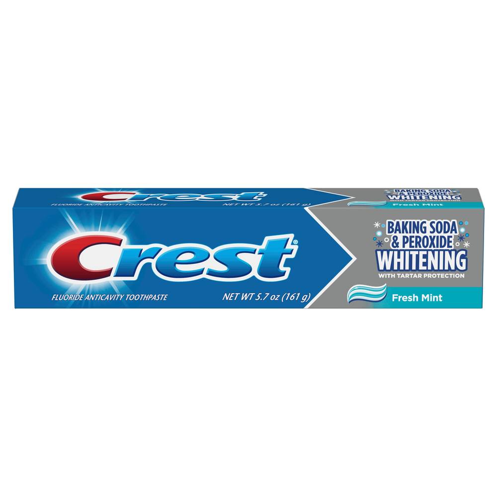 Crest Baking Soda and Peroxide Whitening Fluoride Toothpaste with Tartar Protection, Fresh Mint, 5.7 OZ