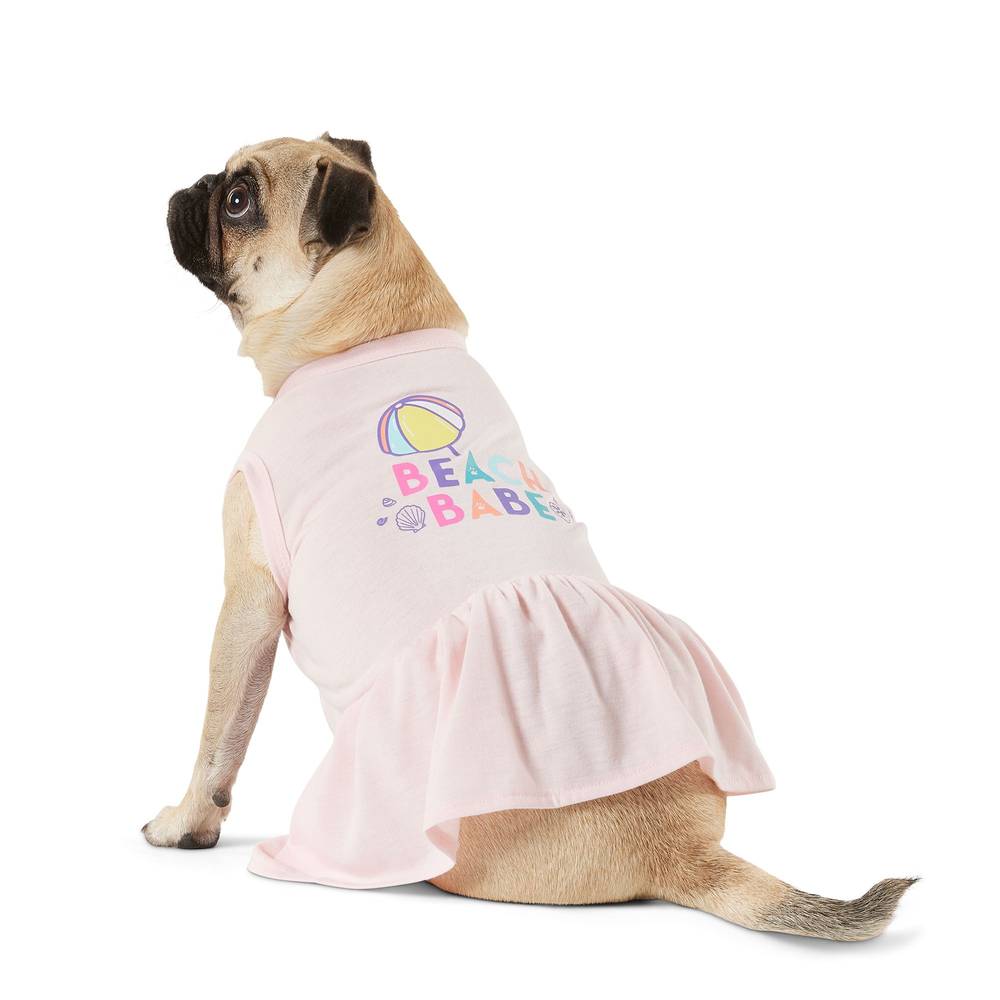 Top Paw® Beach Babe Dog Tee Dress (Color: Pink, Size: Small)