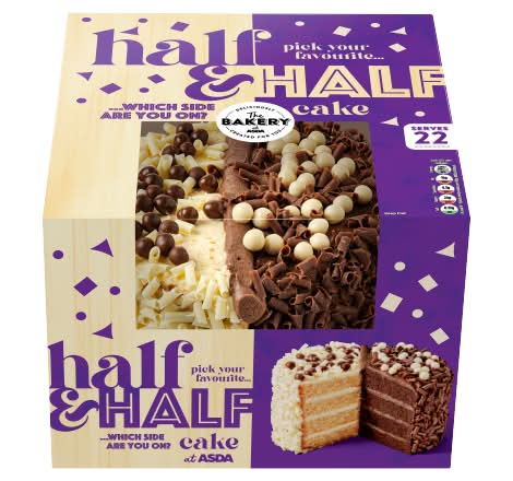 ASDA The Bakery Vanilla Flavour and Chocolate Half & Half Cake