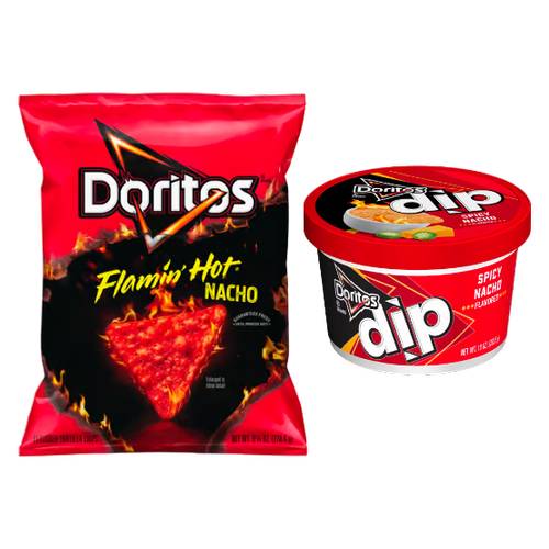 Doritos Flamin' Hot Nacho Tortilla Chips 9.25oz & Doritos Spicy Nacho Dip 10oz