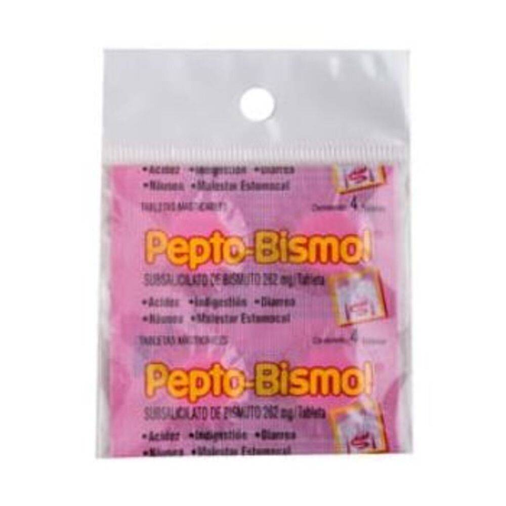 Pepto-bismol antidiarréico multi-symptom regular tabletas masticables (pack 4 piezas)