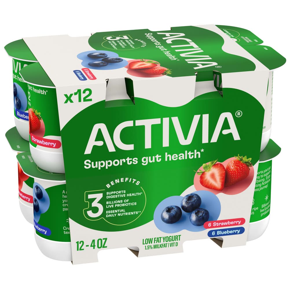 Activia Probiotic Yogurt, Strawberry-Blueberry (12 x 4 oz)