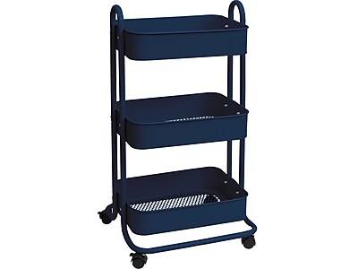 We R Memory Keepers A La Cart 3-Shelf Metal Mobile Utility Cart with Dual Wheel, Navy (60000338)