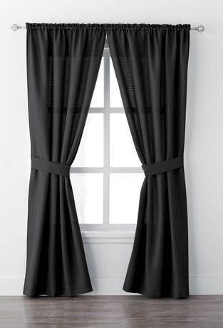 Mainstays Bennett 84" Rod Pocket Window Curtain Drapery Panel Set (2 panels & 2 tie-backs)