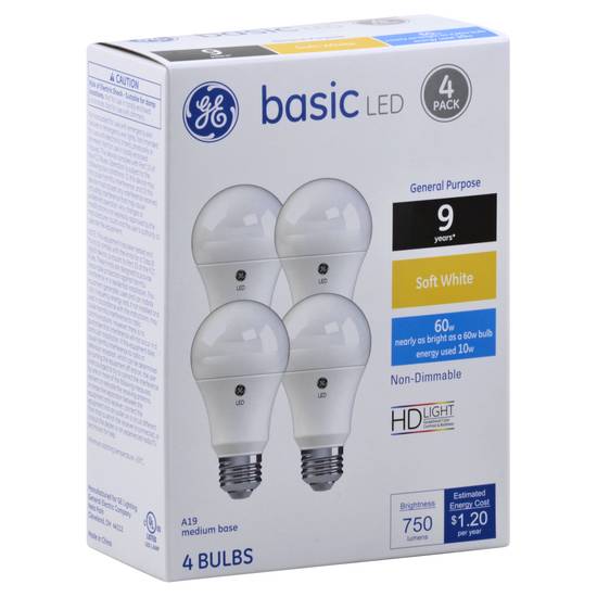 Ge Lighting 60w Led Soft White Light Bulbs (4 ct)