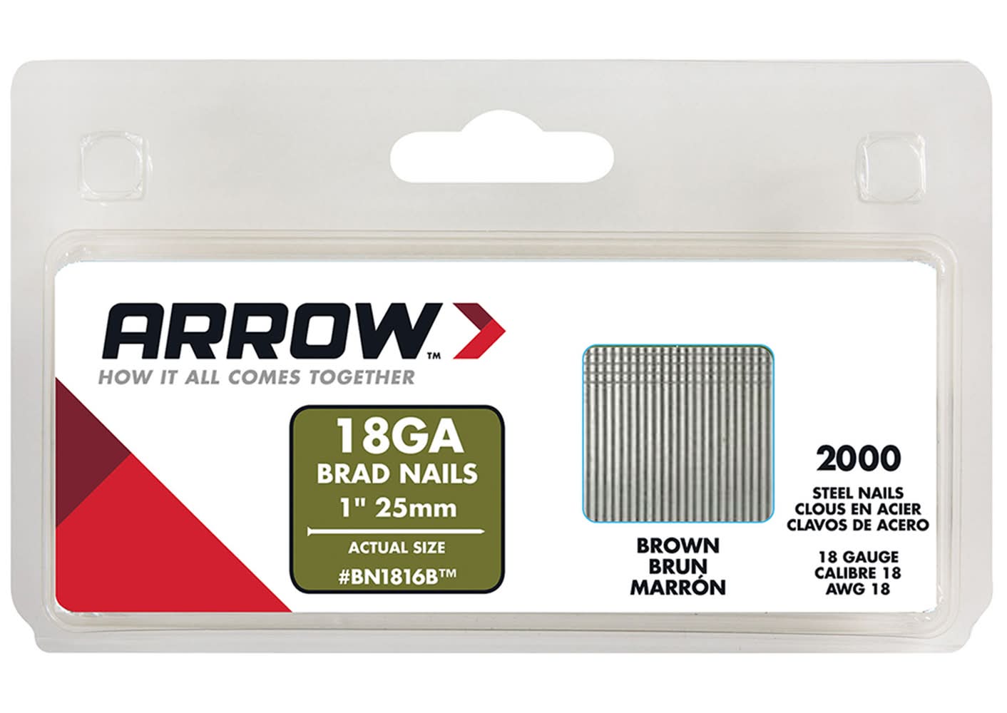 Arrow Bn18 18 Ga. X 1 In. L Galvanized Steel Brad Nails 2000 Pk 0.95 Lb
