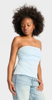 Women's Slit Hem Tube Top - Wild Fable™ Light Aqua Blue L