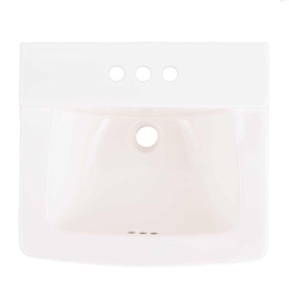 Project Source Vitreous China Wall-mount Square White Bathroom Sink (19.09-in x 17.32-in) | ML-20509