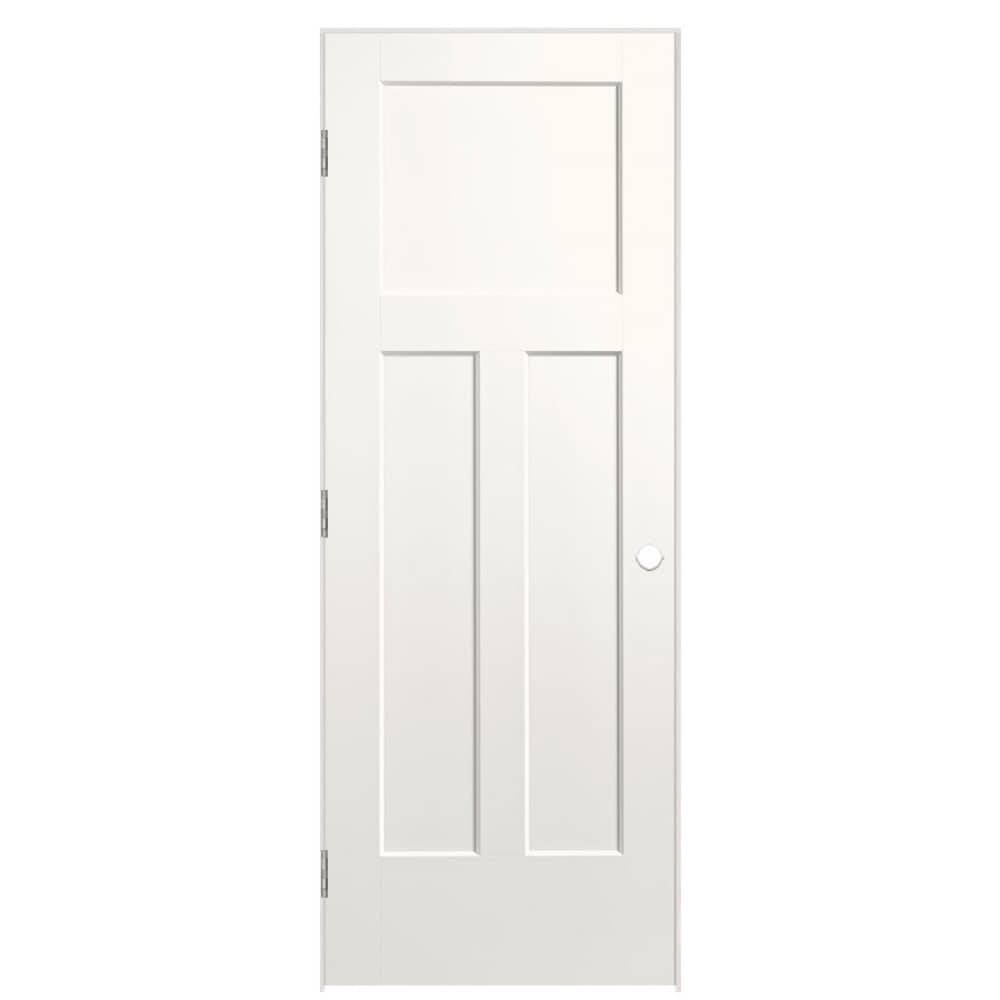 Masonite 28-in x 80-in Solid Core 3-panel Craftsman Right Hand Smooth Molded Composite Flat Jamb Single Prehung Interior Door | 856640