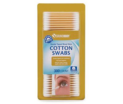 Sound Body Double Tipped Wood Stick Cotton Swabs (300 ct)