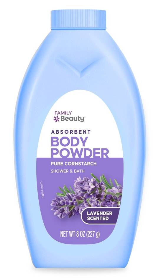 Family Beauty Pure Cornstarch Absorbent Body Powder, Lavender (8 oz)