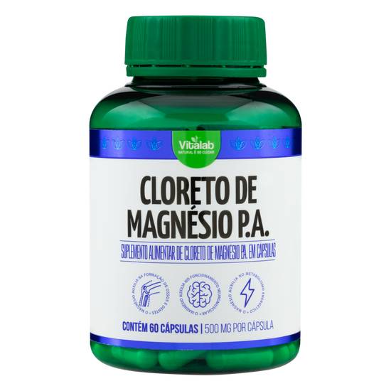 Vitalab cloreto de magnésio pa 500mg (60 cápsulas)