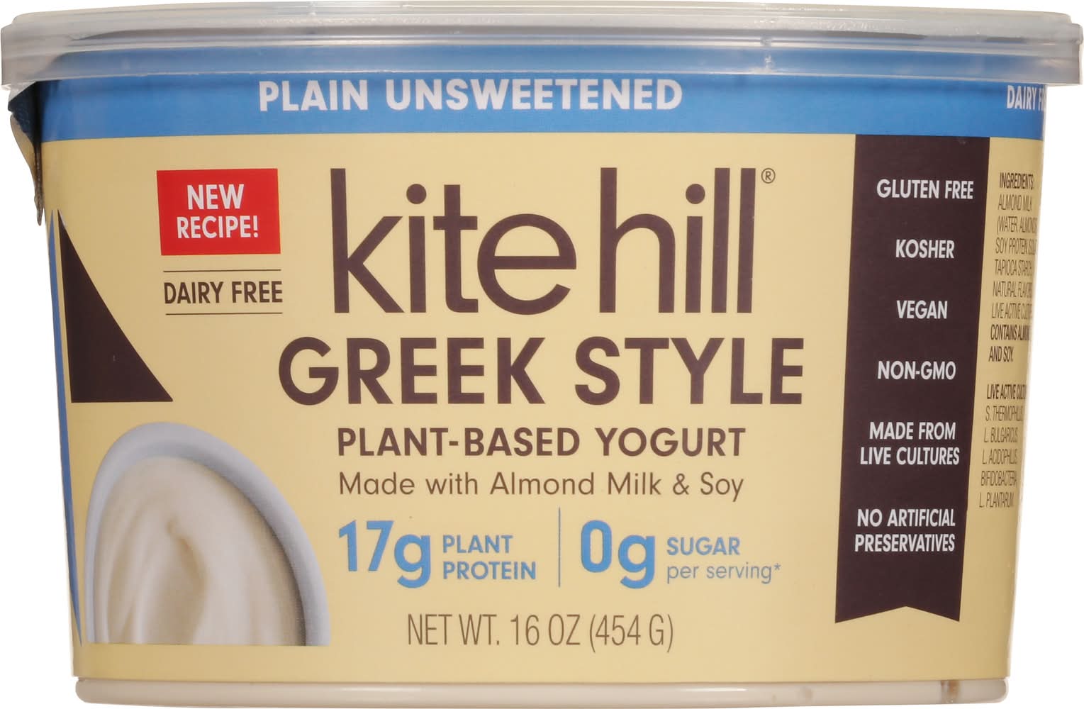 Kite Hill Plant-Based Greek Style Plain Yogurt (16 oz)