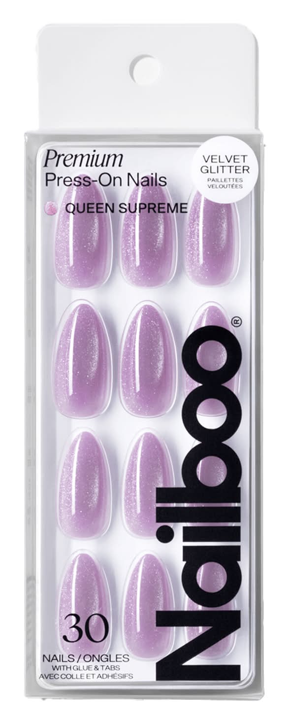 Nailboo Queen Supreme Premium Press on Nails, Velvet Glitter (30 ct)