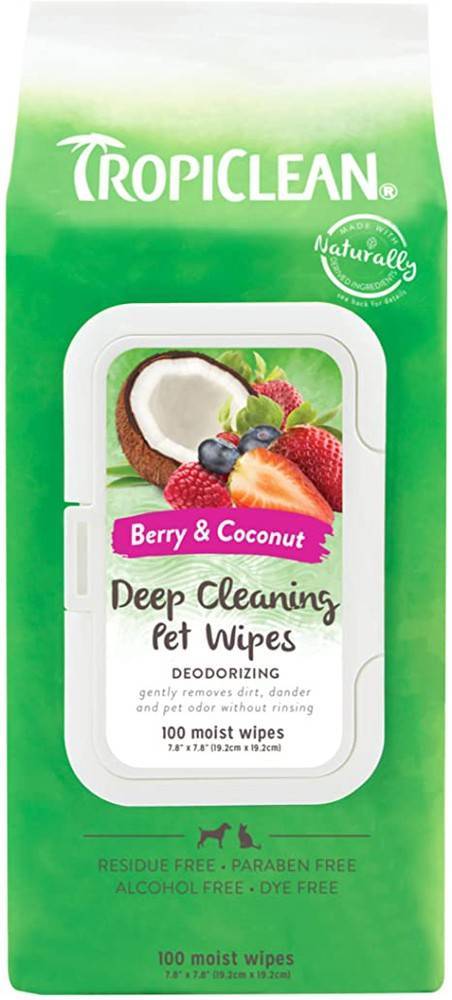 Tropiclean Berry Coconut Deep Cleaning Pet Wipes