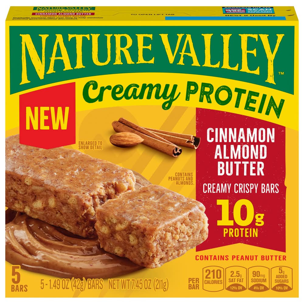 Nature Valley Creamy Protein Bars, Cinnamon Almond Butter (5 x 1.49 oz)
