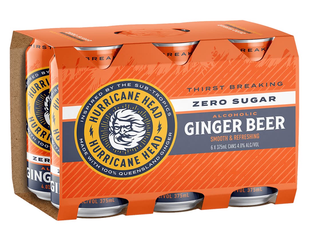 Hurricane Head Zero Sugar Ginger Beer 6X375Ml
