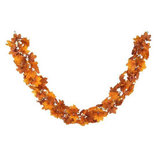 6Ft. Brown Maple Leaf & Berry Mix Chain Garland By Ashland