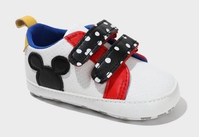 Baby Boys' Disney Mickey Crib Sneakers - White 0-3M: Hook & Loop, Soft Outsole, Round Toe
