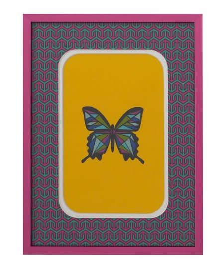 Jonathan Adler Greek Key Matted Metal Tabletop Frame, 4x6 in, Pink