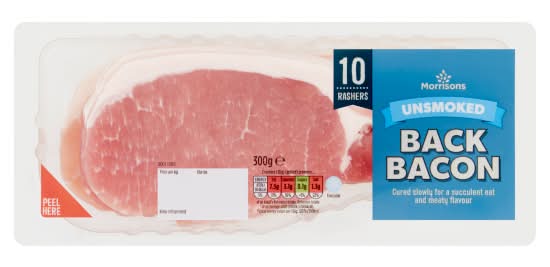 Morrisons Unsmoked Back Bacon Rashers (10 pack)